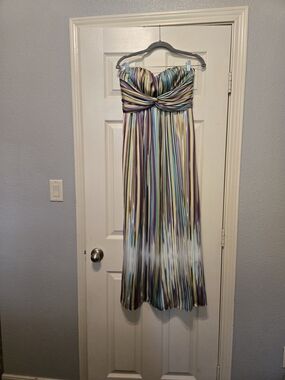 Jessica Simpson Strapless Multi-Color Striped Maxi Dress